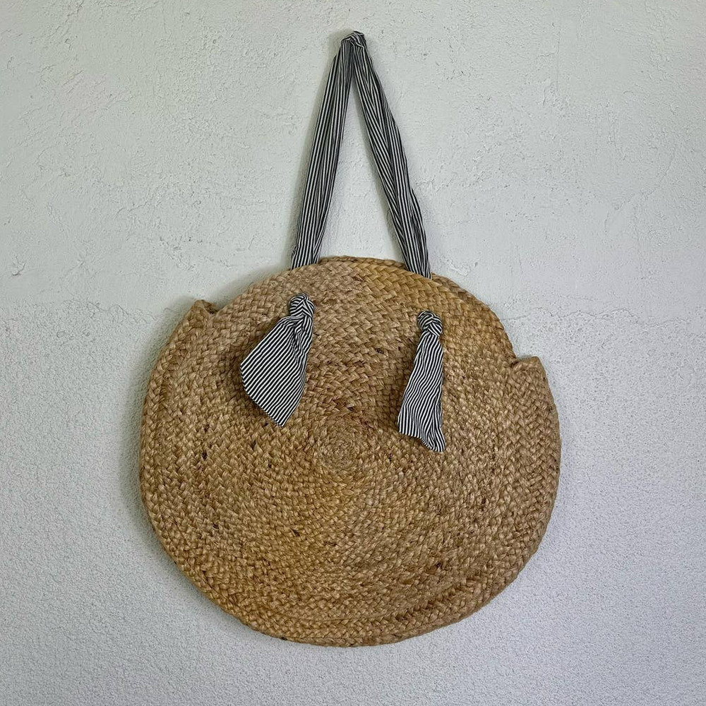 JUTE large circle handbag shoulder purse
